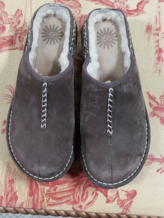 UGG Shoes - UGG Kohala Brown Suede Shearling-Lined Slip-On Clogs